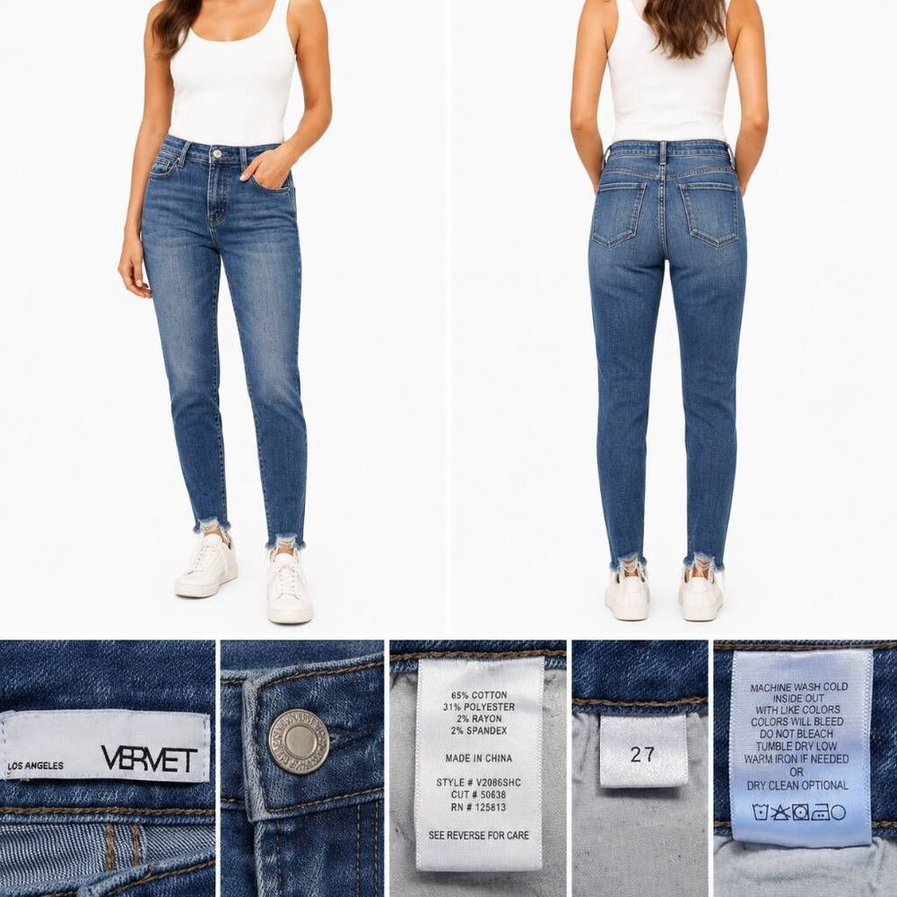 Vervet High Rise Raw Hem Skinny Jeans Size 27 Blue